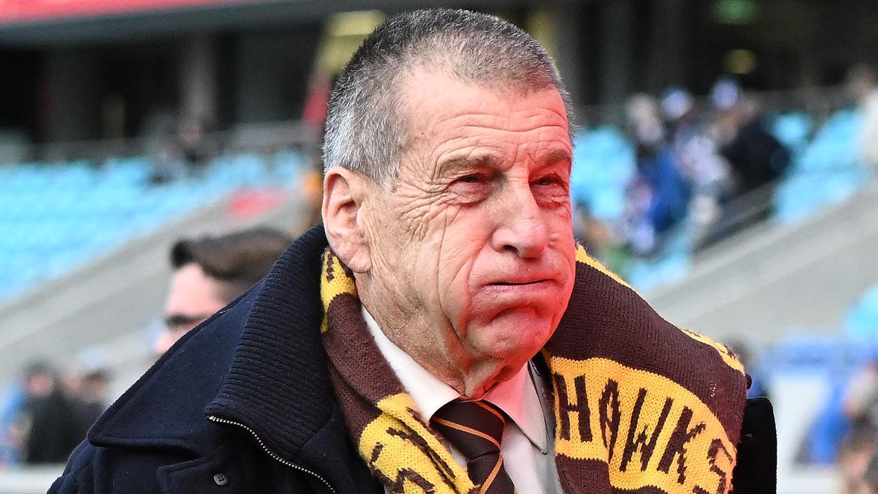 HOBART, AUSTRALIA - JULY 23: Jeff Kennett is seen during the round 19 AFL match between the North Melbourne Kangaroos and the Hawthorn Hawks at Blundstone Arena on July 23, 2022 in Hobart, Australia. (Photo by Steve Bell/Getty Images)