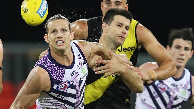 Nat Fyfe wins the ball out of the middle. Picture: Michael Klein