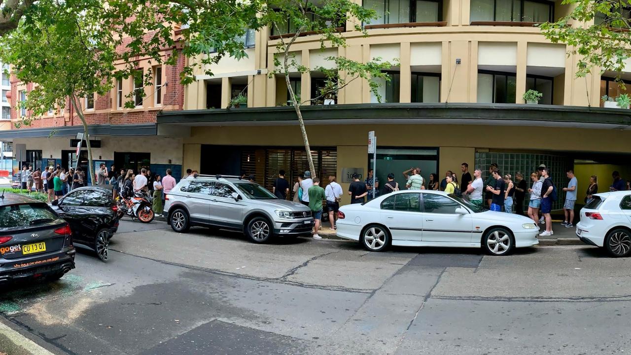 Scenes such as this a year ago in Sydney where almost 100 people queued to inspect a rental property should become less commonplace though the market is still tight. Picture: Jo Seymour,