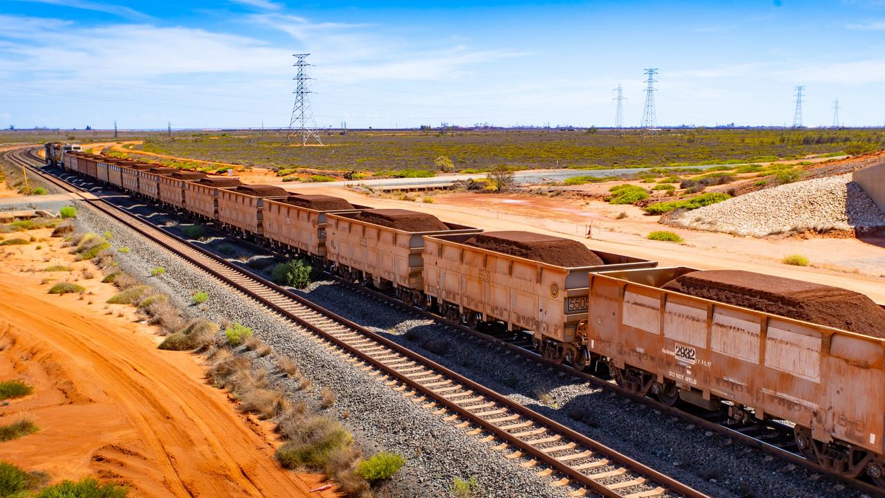 A freight train carrying iron ore from the mines of Fortescue. Picture: Ian Waldie/Bloomberg via Getty Images