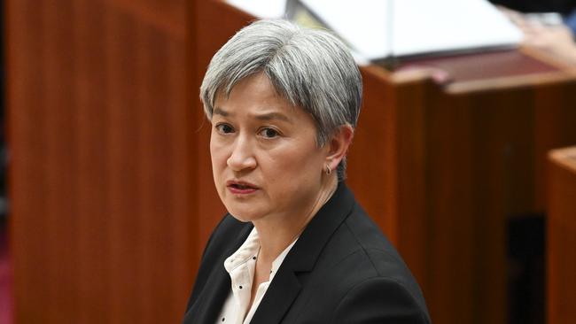 CANBERRA, AUSTRALIA  - NewsWire Photos - November 18, 2024:  Senator Penny Wong in the Senate at Parliament House in Canberra. Picture: NewsWire / Martin Ollman