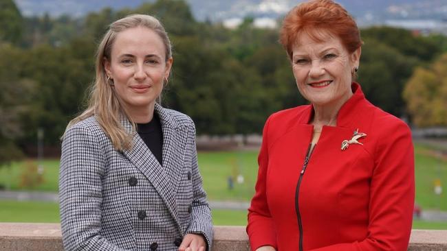 One Nation MLC Sarah Game (left) with party leader Pauline Hanson at Colonel Light's Lookout. Picture: Supplied