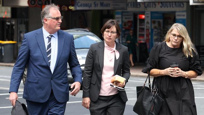 Journalist Hedley Thomas, forensic scientist Kirsty Wright and Shandee’s mother, Vicki Blackburn, at the inquiry into DNA testing. Picture: Liam Kidston