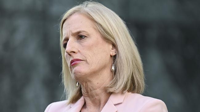 Finance Minister Katy Gallagher defends the government’s decision to spend $40m on an advertising campaign for the rebranded stage three tax cuts, saying ‘it’s public information’. Picture: NCA NewsWire / Martin Ollman