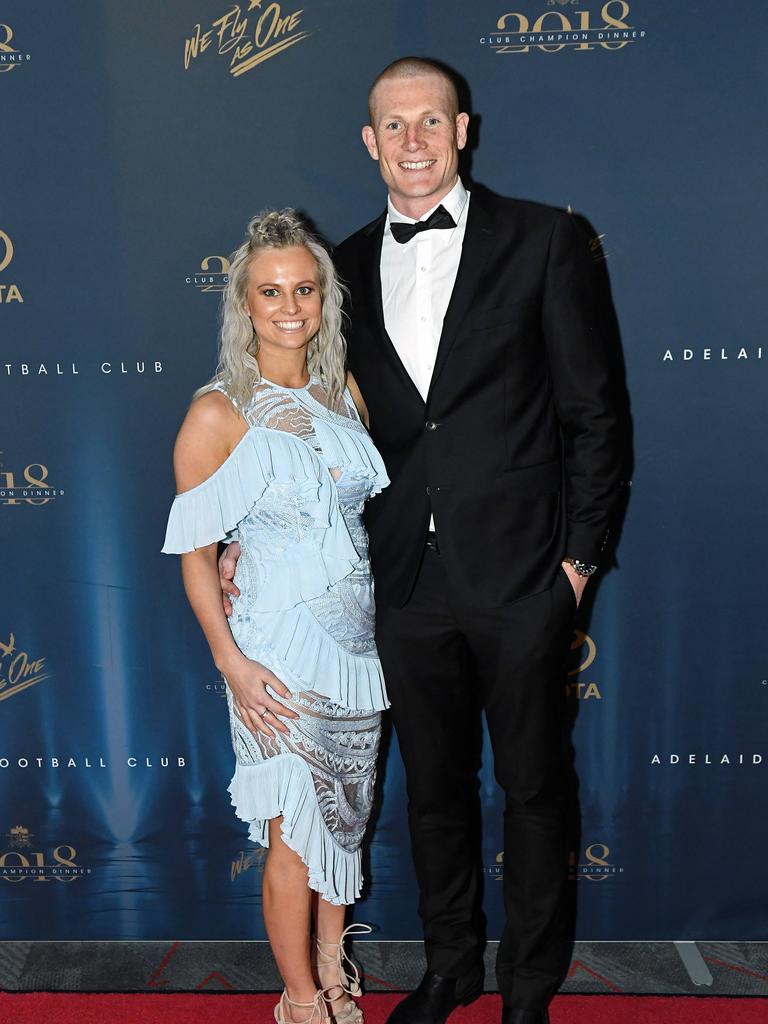 Sam Jacobs and Izzy Jacobs on the red carpet ahead of the Malcolm Blight medal presentation night at the Adelaide Entertainment Centre.