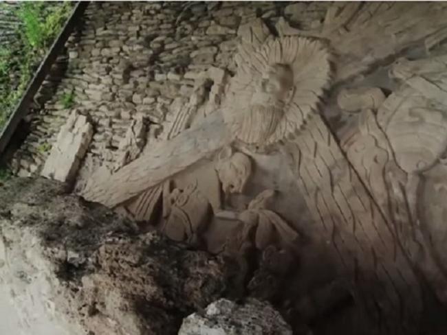 Out of the rubble ... Some of the extraordinary stonework being uncovered at Tonina.