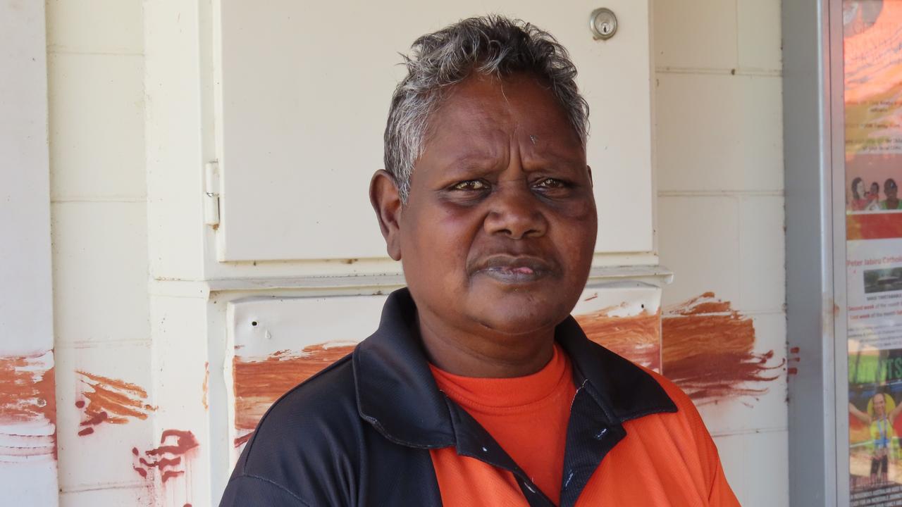 CLP candidate for Arafura Leslie Tungatalum was at the polls in Jabiru on Friday. Picture: Annabel Bowles