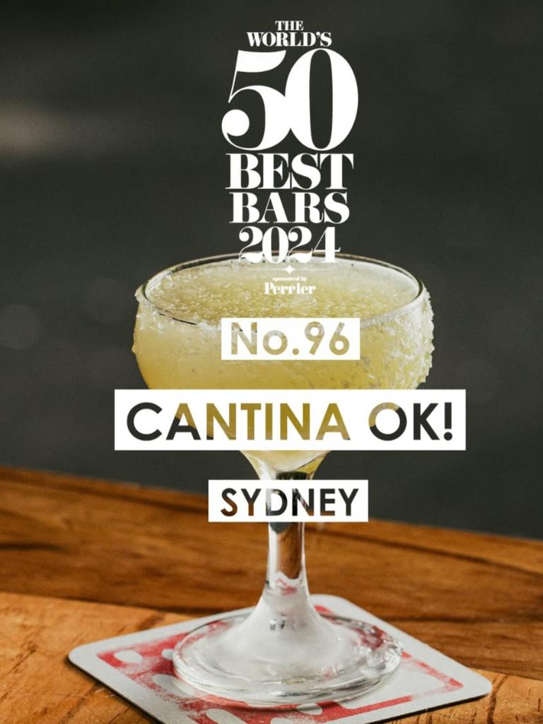 Cantina OK! in Sydney secured 96th spot on the World’s 50 Best Bars extended list.