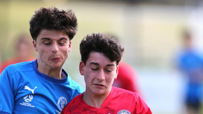 Under-14s soccer - North Geelong (Red) v Berwick City.  Picture: Mike Dugdale