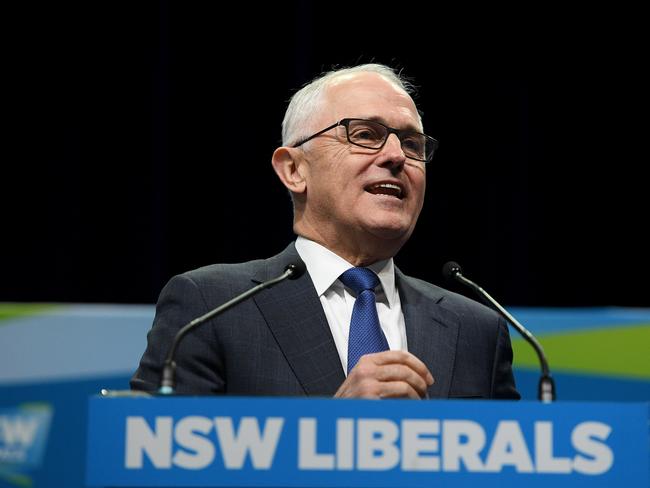 Australian Prime Minister Malcolm Turnbull delivers an address at the NSW Liberal Party Futures convention. Picture: AAP