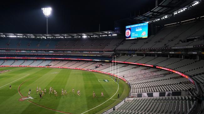 This will be a familiar sight at Victorian stadiums for the time being. Picture: AAP Image/Michael Dodge