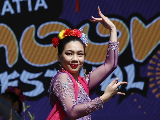 Suara Indonesia Dance perform for the Cabramatta Moon Fetsival in 2019. Picture: Robert Pozo.