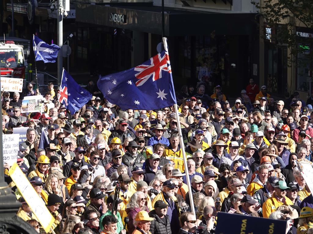 Thousands of people have travelled from the state to protest. Picture: NewsWire / Valeriu Campan
