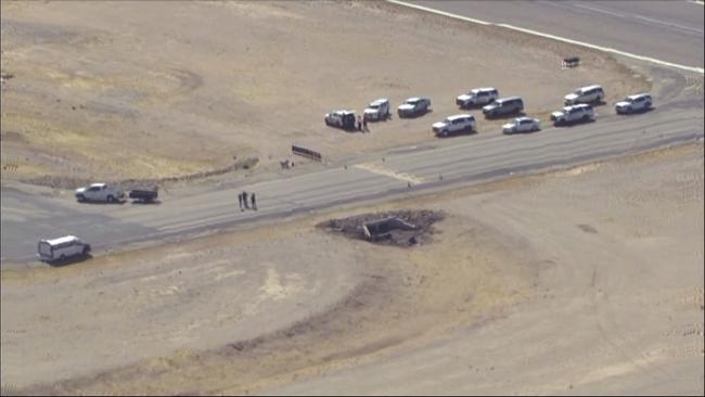 Stunning photos capture the aftermath of a fiery crash where two planes collided at Marana Regional Airport near Tucson, Arizona: Picture: KNXV