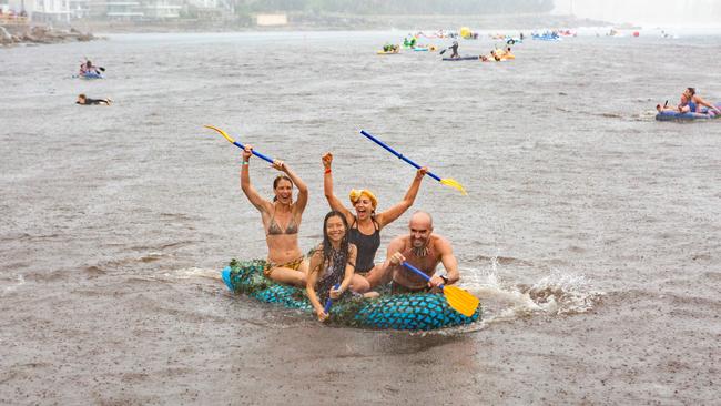 The Manly Inflatable Boat Race at Shelley Beach, Manly, NSW. Sunday 17th March 2019. (AAP IMAGE/Jordan Shields)