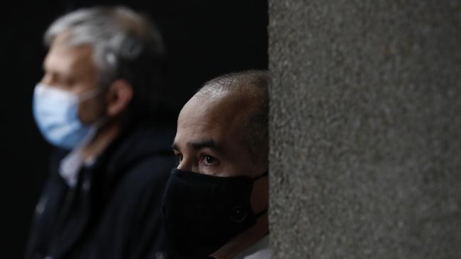 Acting Victorian Premier James Merlino, right, and chief health officer Brett Sutton in Melbourne on Wednesday. Picture: Getty Images