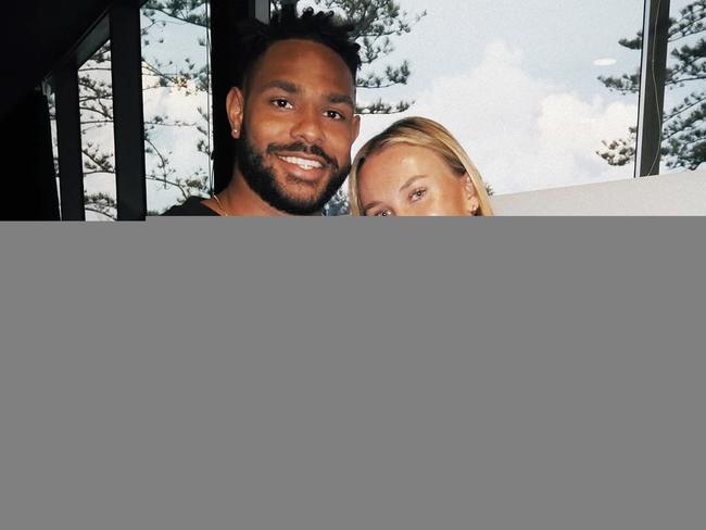 An Instagram post by State of Origin Maroons player Hamiso Tabuai-Fidow with his NRLW girlfriend Jaime Chapman. Source: Instagram.