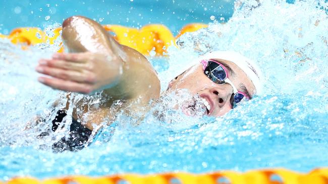 BRISBANE, AUSTRALIA - APRIL 22: Alexa Leary competes in the Womens Multi Class 100m Freestyle Final during the 2025 Australian Open Swimming Championships at Brisbane Aquatic Centre on April 22, 2025 in Brisbane, Australia. (Photo by Chris Hyde/Getty Images)