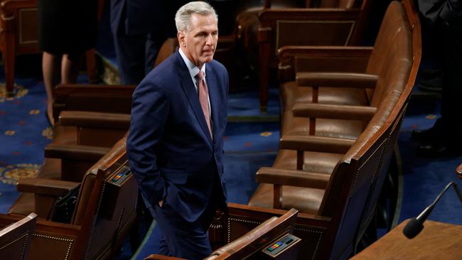 Kevin McCarthy moves through the House Chamber in between roll call votes for Speaker of the House. Picture Getty Images via AFP)