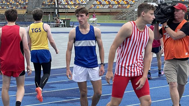 Churchie's Jack Love after his hurdles win.