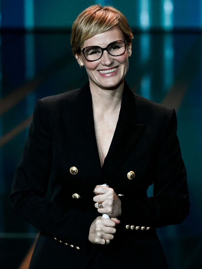 French actress Judith Godreche speaking during the 49th edition of the Cesar Film Awards ceremony on February 23, 2024. Picture: Stephane de Sakutin/AFP