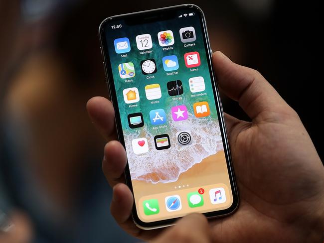 CUPERTINO, CA - SEPTEMBER 12: The new iPhone X is displayed during an Apple special event at the Steve Jobs Theatre on the Apple Park campus on September 12, 2017 in Cupertino, California. Apple held their first special event at the new Apple Park campus where they announced the new iPhone 8, iPhone X and the Apple Watch Series 3.   Justin Sullivan/Getty Images/AFP == FOR NEWSPAPERS, INTERNET, TELCOS & TELEVISION USE ONLY ==