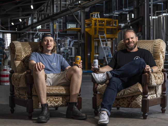 Brewer Dennis de Boer, left, and Tim Fishwick said they were “either the dumbest or smartest blokes you’ll meet” for opening during the pandemic. Picture: Monique Harmer