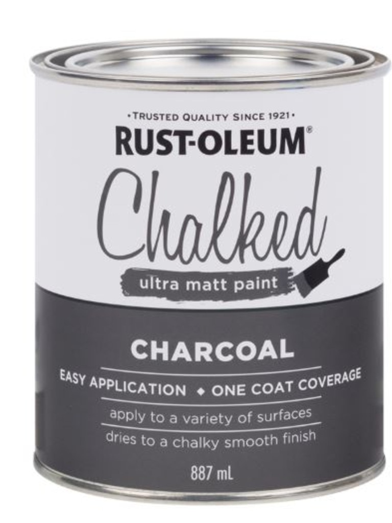 And just one coat of this charcoal paint for $45.35, also from Bunnings, to create the look. Picture: Bunnings