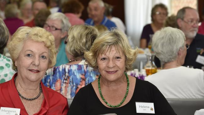 CELEBRATING CHRISTMAS: Margaret Wise (left) and Helena Leis at the Toowoomba Hospital Volunteers Christmas celebration. Photo Bev Lacey / The Chronicle