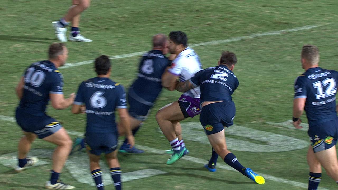 Cowboys prop matt Matt Scott will miss one game after being found guilty of a shoulder charge on Storm winger Young Tonumaipea.