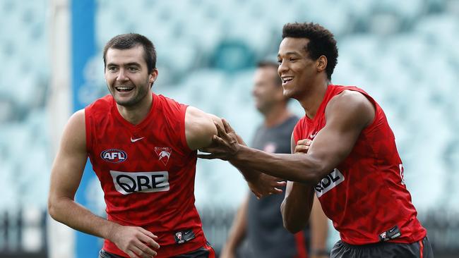 Logan McDonald and Joel Amartey could partner Lance Franklin up forward in round 3. Picture: Phil Hillyard