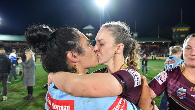 Karina Brown and Vanessa Foliaki’s kiss was exploited by the NRL.