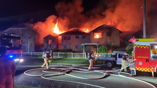 Firefighters battle a house fire in Taree. FRNSW said response times were “a critical factor in saving lives, preventing injuries, and mitigating fire extension”. Picture: Fire &amp; Rescue NSW