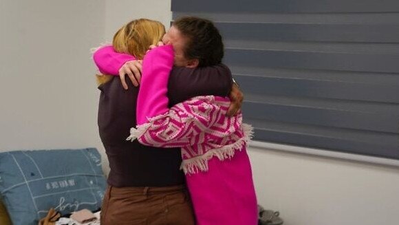 Doron Steinbrecher (right), embraces her mother Simona after returning from Hamas captivity, January 19, 2025. Picture: IDF.