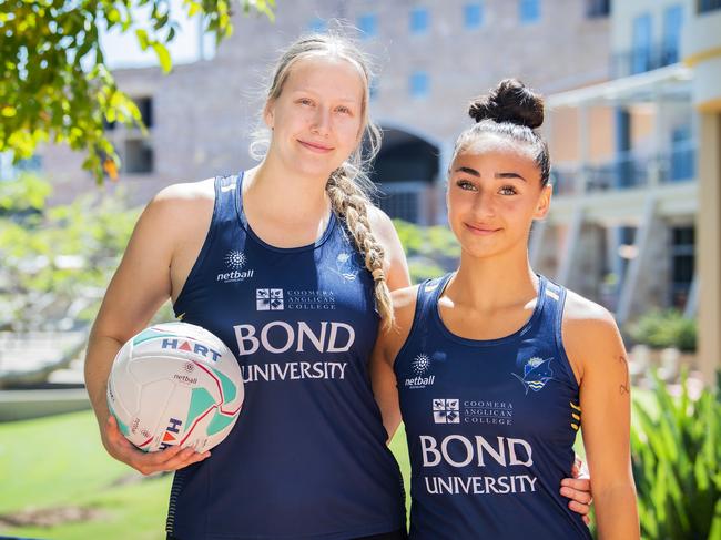 Abi Houston and Dakota Newson have been snared by Bond University in their return to Sapphire Series netball. Photo: Cavan Flynn Bond University