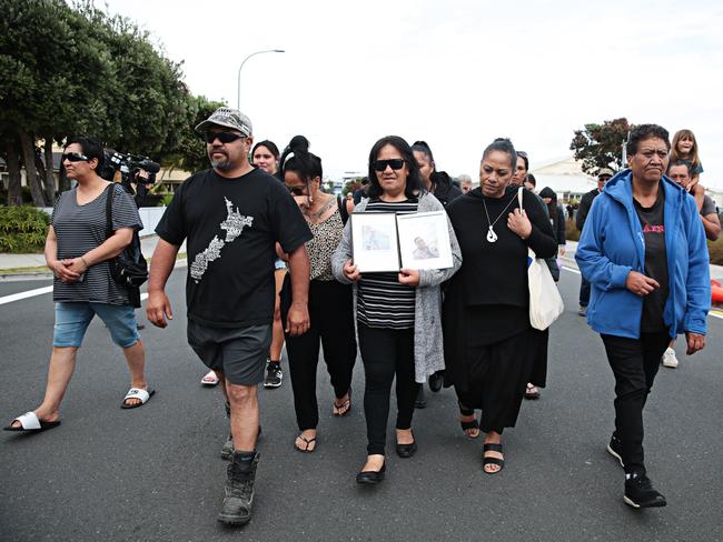 Families of the victims heading to the Mataatua after visiting White Island to giving blessing to the military personal retrieving the bodies off the island. Picture: Adam Yip