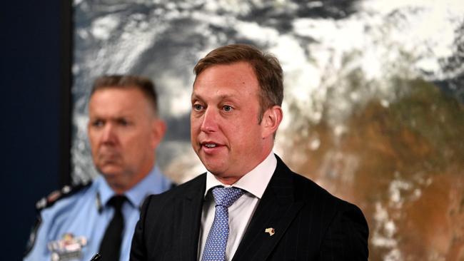 Queensland Premier Steven Miles speaking about Tropical Cyclone Kirrily. which is expected to hit the Queensland coast on Thursday. Picture: Dan Peled / NCA NewsWire