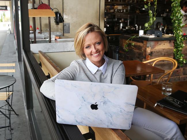 Fashion Designer Jen McCloy often works from a cafe instead of going into an office. Picture: Danny Aarons