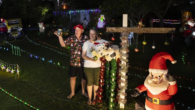 The Christmas lights display of Des and Merryl Pearce, Tuesday, December 14, 2021. Picture: Kevin Farmer