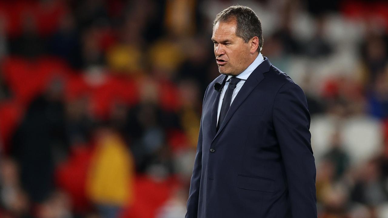 MELBOURNE, AUSTRALIA - SEPTEMBER 15: Wallabies head coach Dave Rennie looks on ahead of The Rugby Championship &amp; Bledisloe Cup match between the Australia Wallabies and the New Zealand All Blacks at Marvel Stadium on September 15, 2022 in Melbourne, Australia. (Photo by Cameron Spencer/Getty Images)