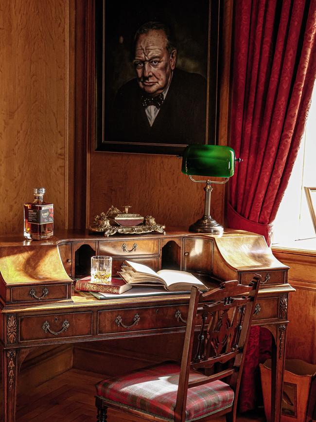 The library with Winston Churchill portrait. Picture: Nathan Rollinson.