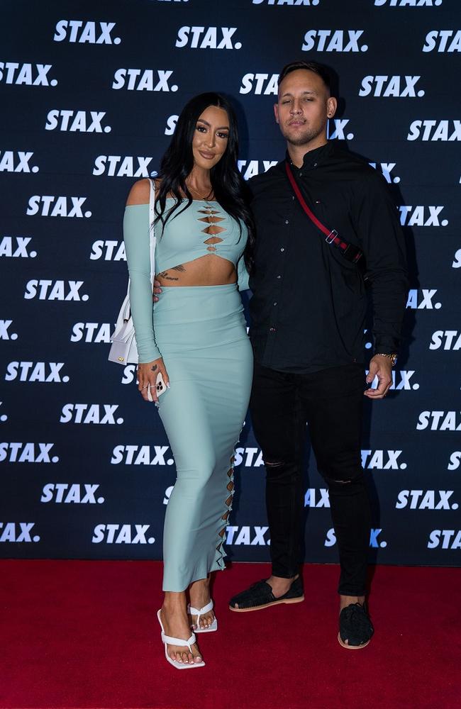 Steph Pacca wore a two-piece outfit with a diamond cut out that flashed her cleavage and thighs. Picture: STAX.