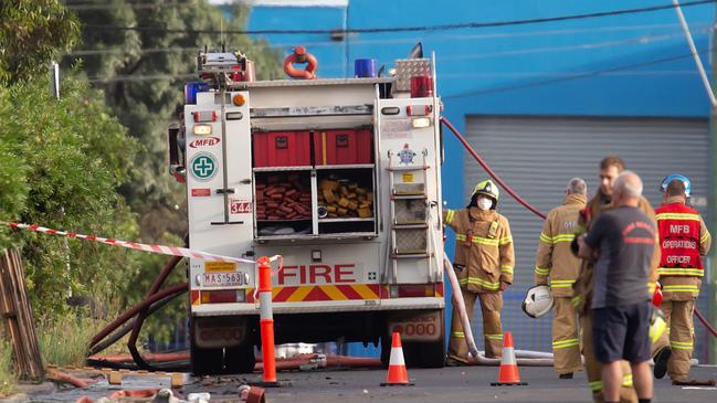 The factory fire at Colbert Road Campbellfield between Berwick Rd and Barry Rd has been contained. Picture: Sarah Matray