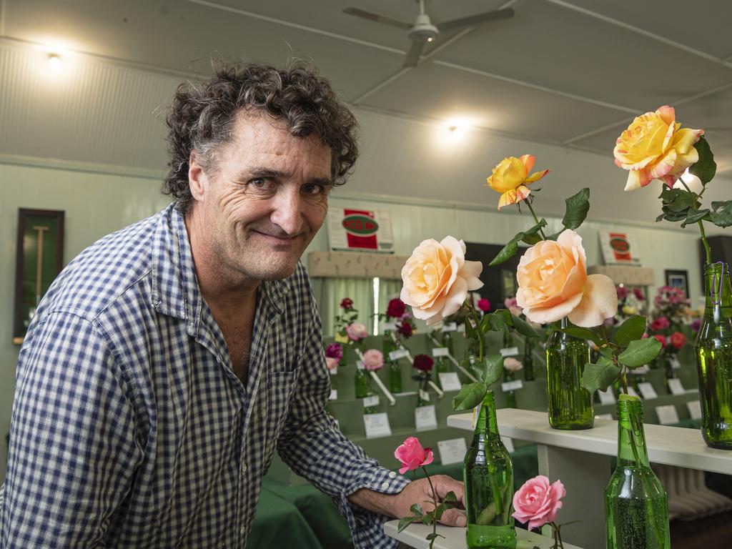 Peter Cannon at the Queensland Rose Society Darling Downs Group autumn show, Saturday, May 4, 2024. Picture: Kevin Farmer