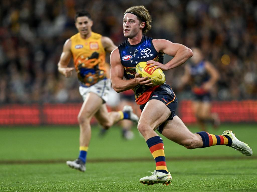 Sam Berry of the Crows during his side’s demolition of the Eagles. Picture: Mark Brake/Getty Images.