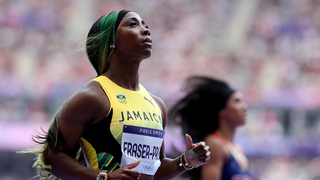 Shelly-Ann Fraser-Pryce in action during the heats. (Photo by Hannah Peters/Getty Images)