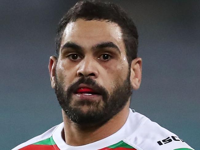 SYDNEY, AUSTRALIA - JUNE 14:  Greg Inglis of the Rabbitohs makes a break during the round 15 NRL match between the Parramatta Eels and the South Sydney Rabbitohs at ANZ Stadium on June 14, 2018 in Sydney, Australia.  (Photo by Matt King/Getty Images)