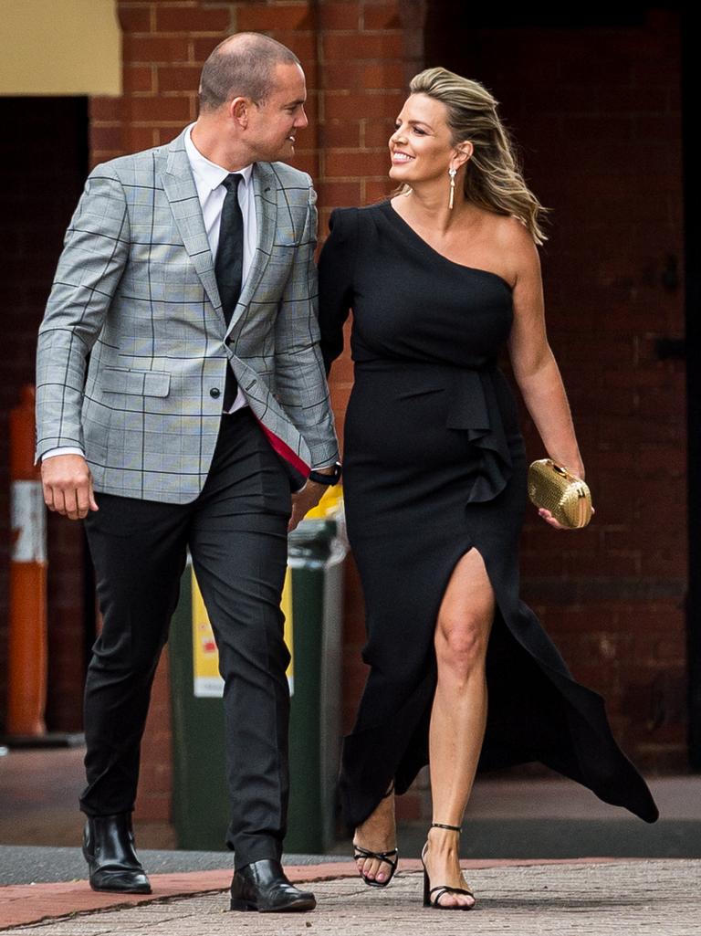 Brad Green and Caty Price arrive at the Blue Diamond Ball. Picture: Jake Nowakowski