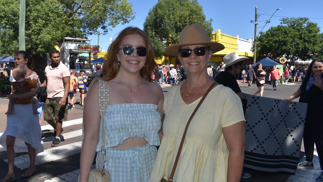 Carolyn and Grace at the street parade on Saturday morning, April 8. Roma's Easter in the Country 2023. Picture: Chloe Cufflin.