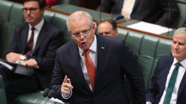 PM Scott Morrison during Question Time in the House of Representatives Chamber, at Parliament House in Canberra. Picture Kym Smith